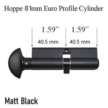 40010417 HOPPE 81 MM With LOGO EURO PROFILE CYLINDER, 40.5/40.5 - Matt Black